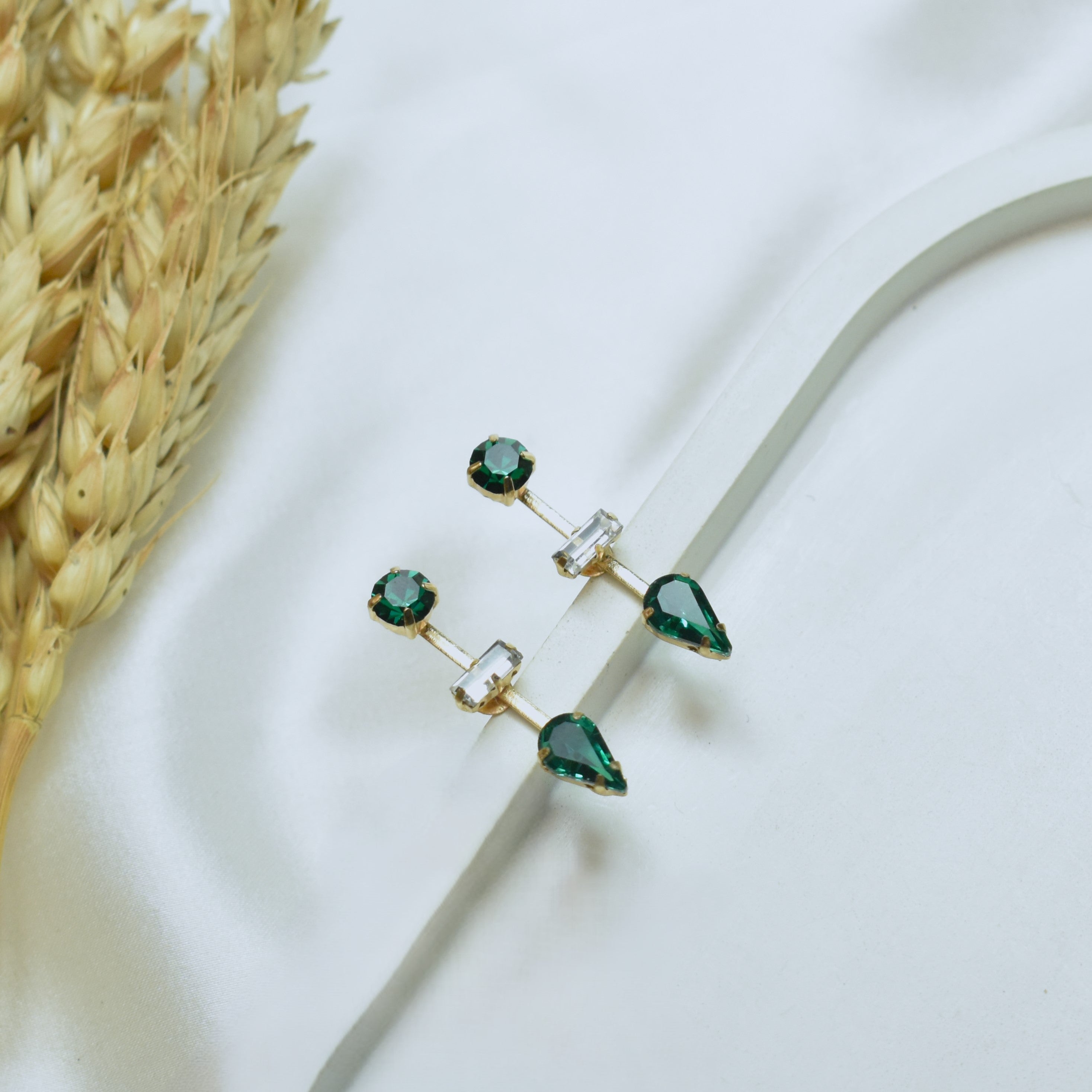 TFC Green Mirage Gold Plated Dangler Earrings