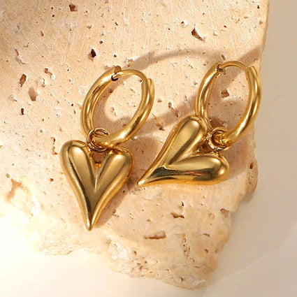 TFC Pretty Heart Gold Plated Hoop Earrings