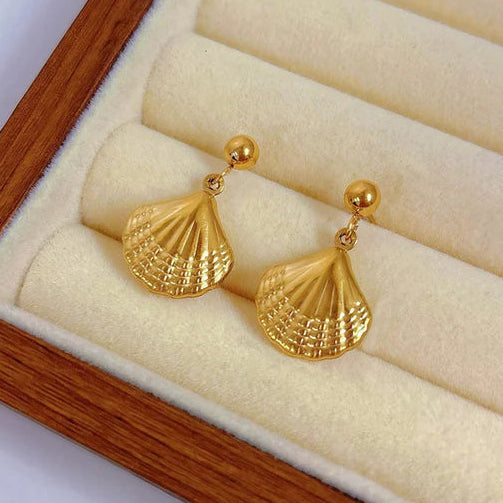 TFC Shell Charm Gold Plated Dangler Earrings