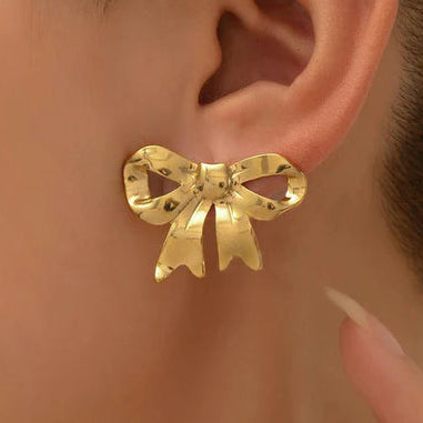 TFC Cherry Bow Gold Plated Stud Earrings