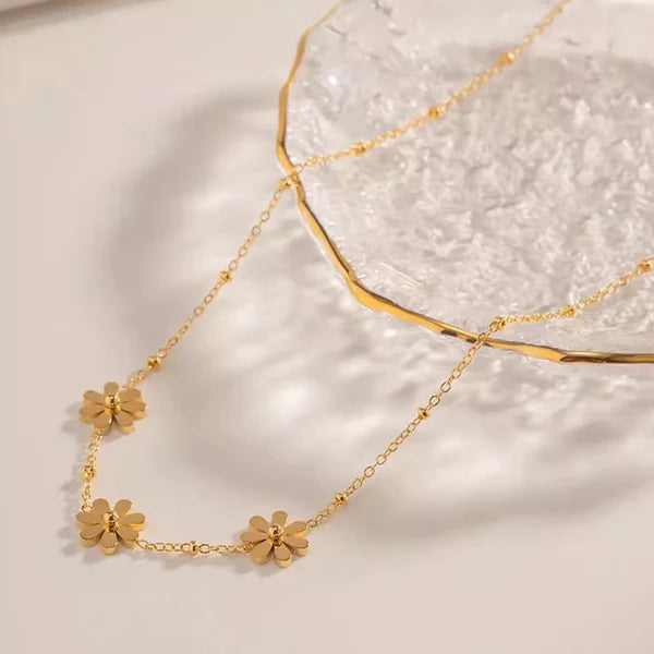 TFC Trio Flower Gold Plated Necklace