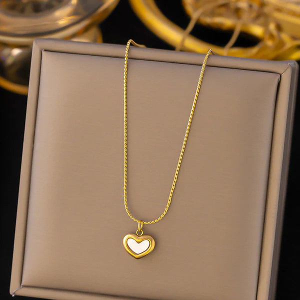 TFC White Bubble Heart Gold Plated Neckalce