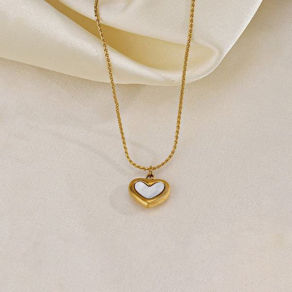 TFC White Bubble Heart Gold Plated Neckalce