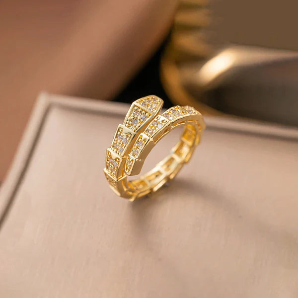 TFC Adjustable Stone Snake Gold Plated Ring