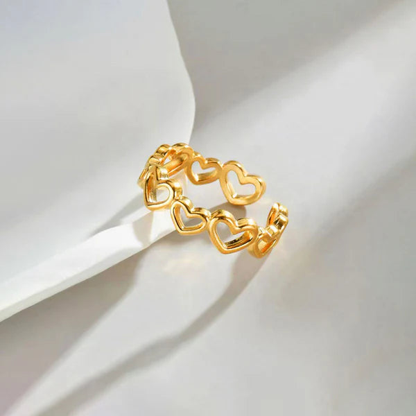 TFC Adjustable Uneven Heart Gold Plated Ring