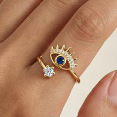 TFC Fierce Gaze White stone Adjustable Gold Plated Ring