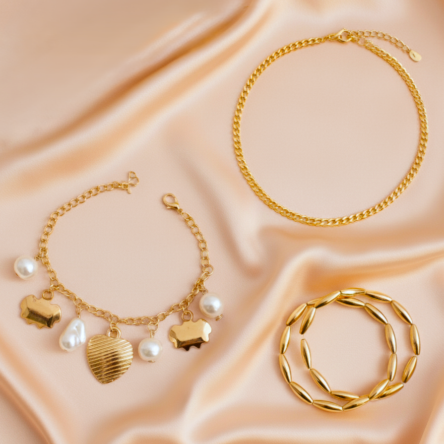 TFC Classic Gold Plated Combo (1 Chain + 2 Bracelet )