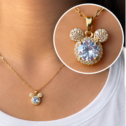 TFC Crystal Mouse Gold Plated Pendant Necklace