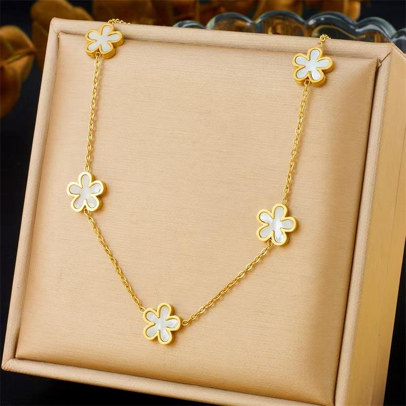TFC White Calm Flower Gold Plated Necklace