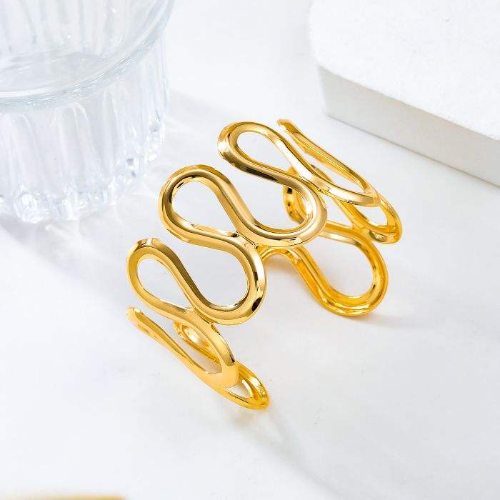 TFC Adjustable ZigZag Gold Plated Cuff Bracelet