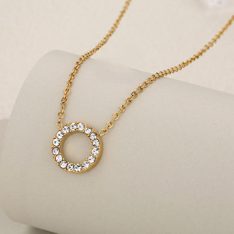 TFC Stone Circle Gold Plated Necklace