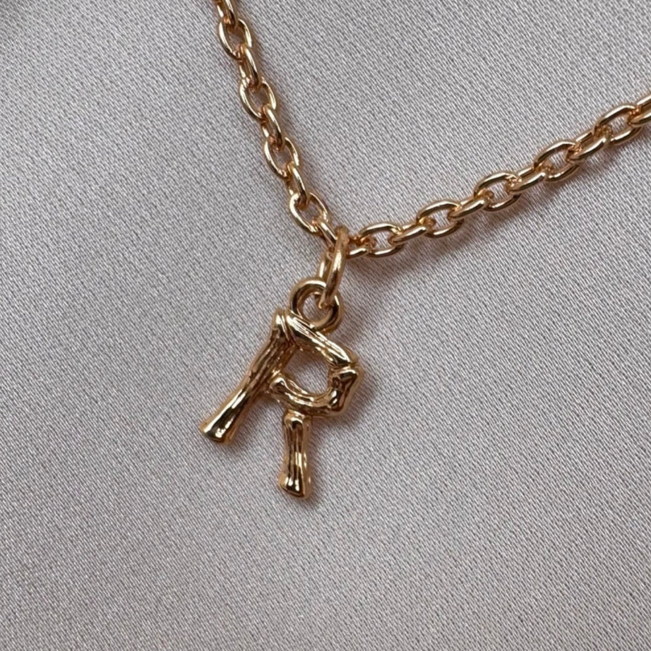 TFC Mini Letter - R Gold Plated Pendant Necklace