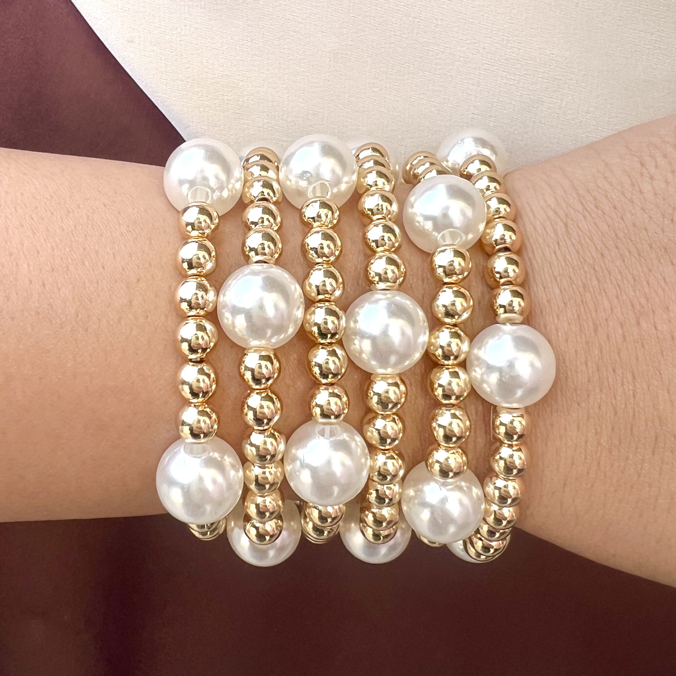 TFC Pearl Show Gold Plated Bracelet (set of 6)