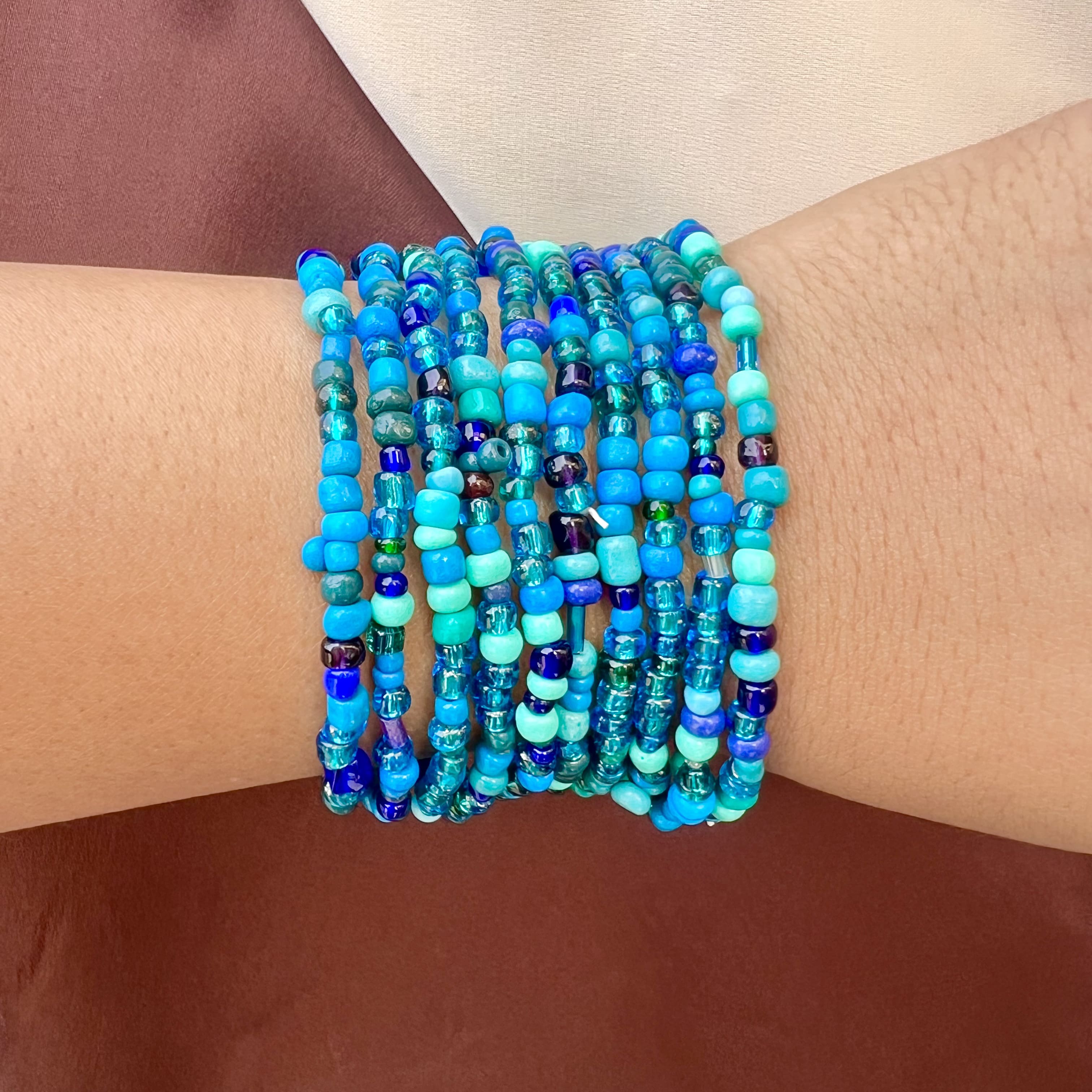 TFC All Blue Bead Bracelet (set of 10)