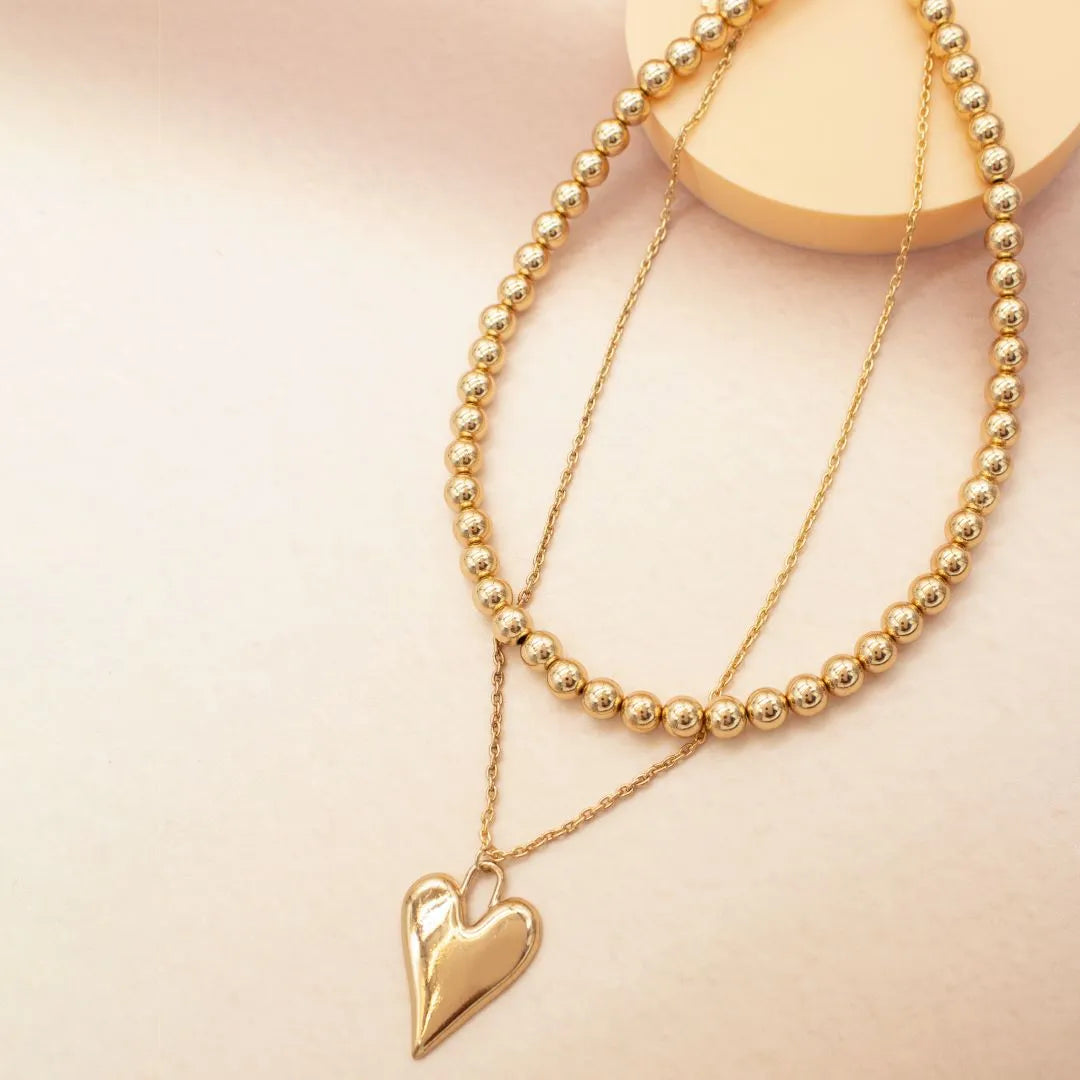 TFC Love Pump Gold Plated Layered Necklace