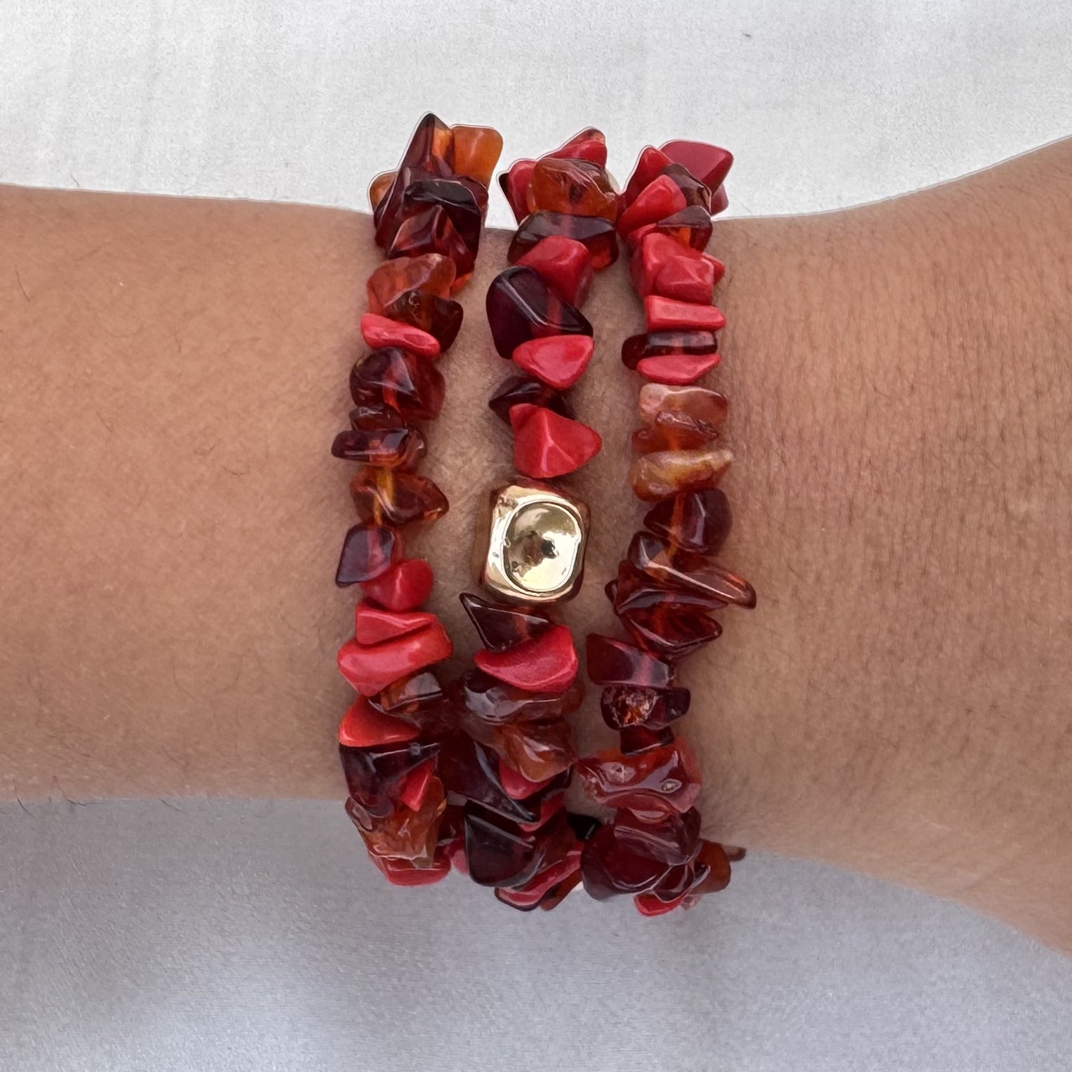 TFC Red Marble Gold Plated Bracelet (set of 3)