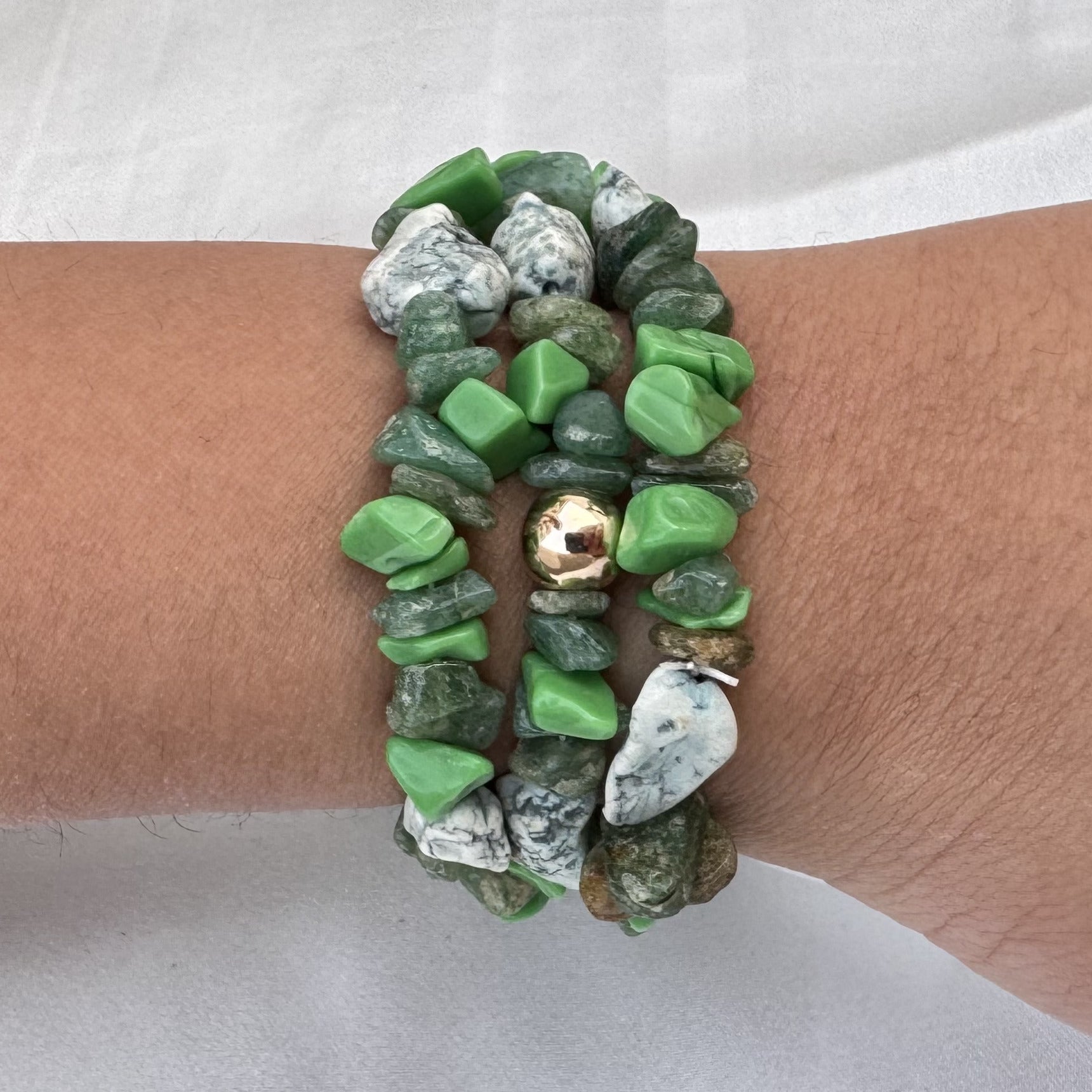 TFC Green Marble Gold Plated Bracelet (set of 3)