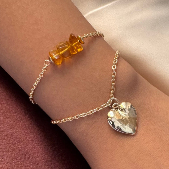 TFC Yellow Uncut Heart Bead Gold Plated Bracelet