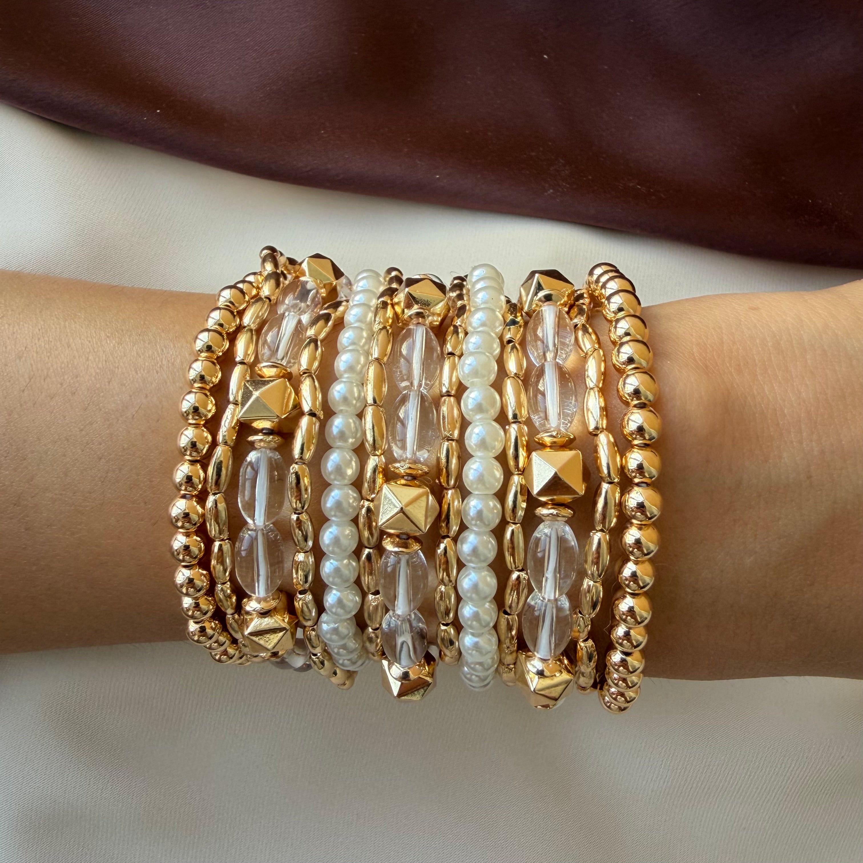 TFC Crystal Bead Gold Plated Bracelet (set of 13)