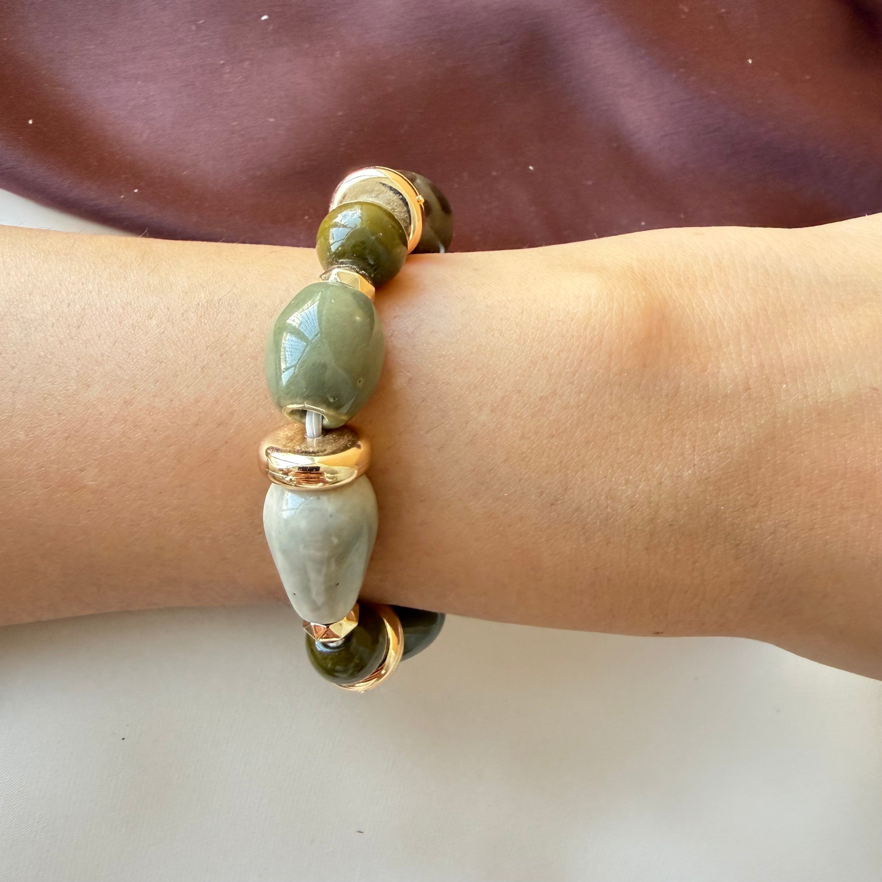 TFC Olive Green Gold Plated Bracelet