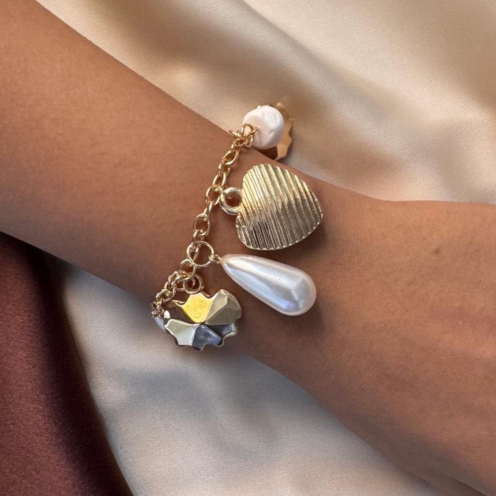 TFC Mix Bead Charm Gold Plated Bracelet