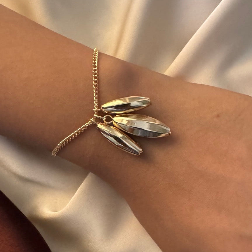 TFC Cylindrical Bead Gold Plated Bracelet