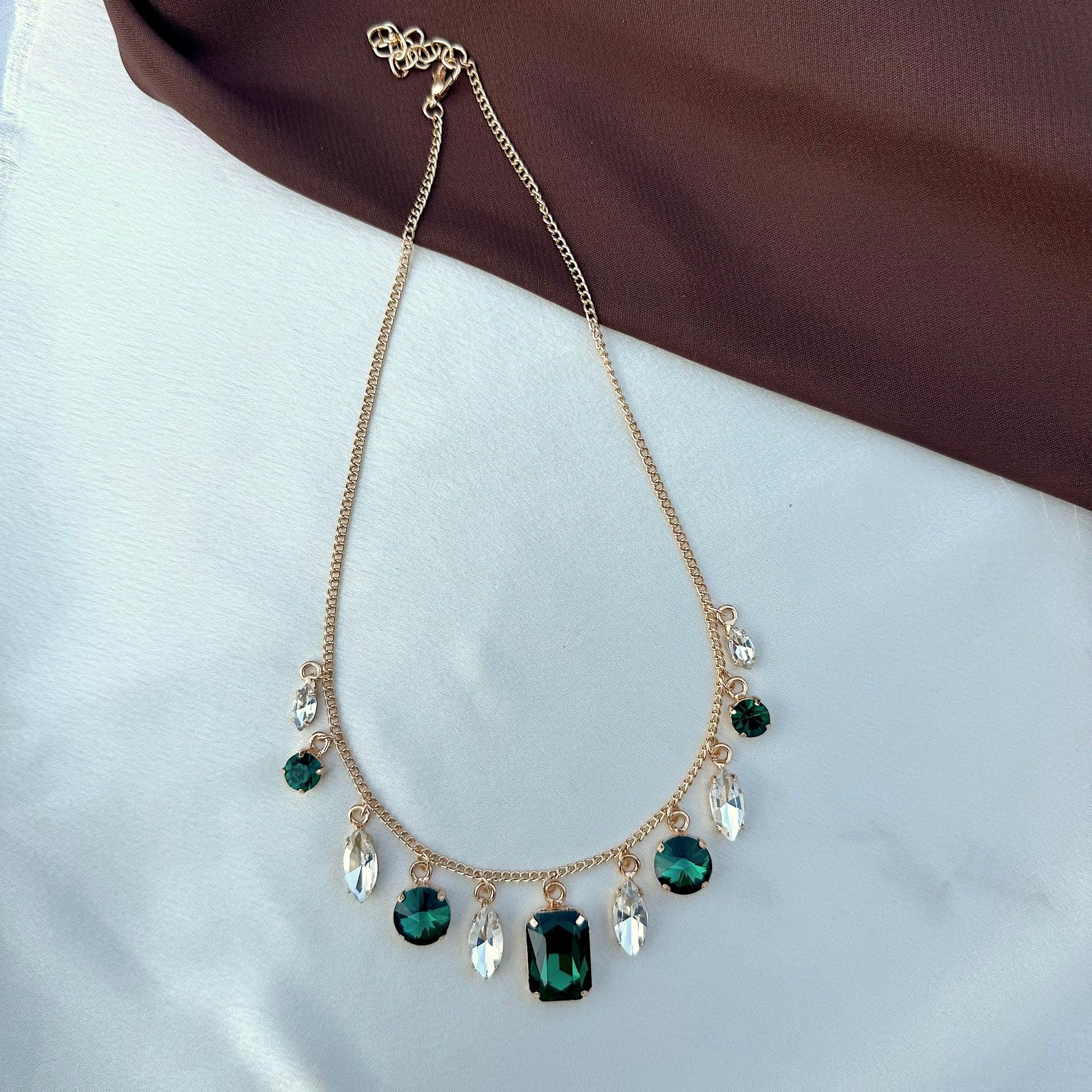 TFC Emerald Charms Gold Plated Necklace