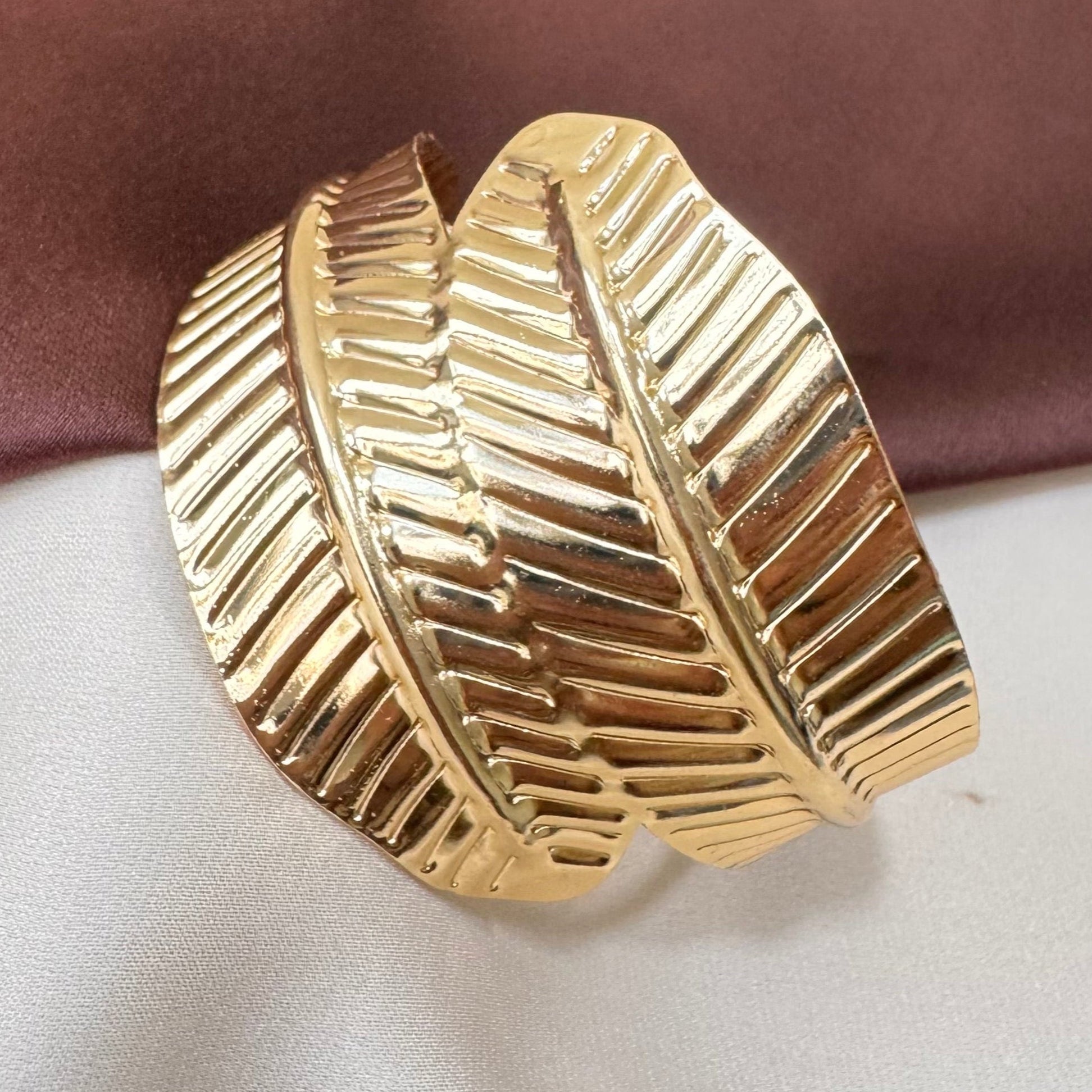 TFC Adjustable Leaf Gold Plated Cuff Bracelet