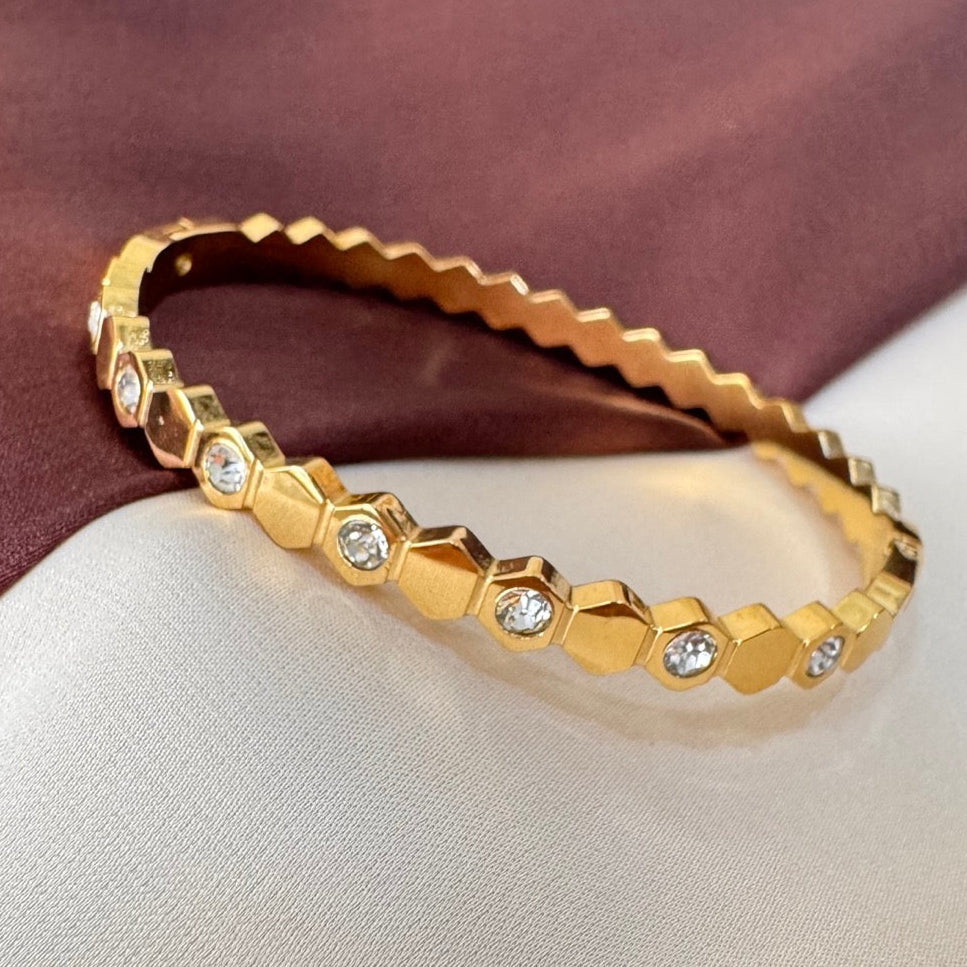 TFC Size 2.6 Stone Shine Gold Plated Bracelet Bangle