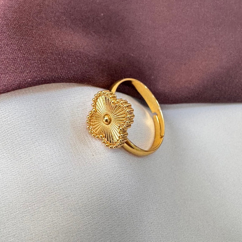 TFC Adjustable Golden Flower Gold Plated Ring