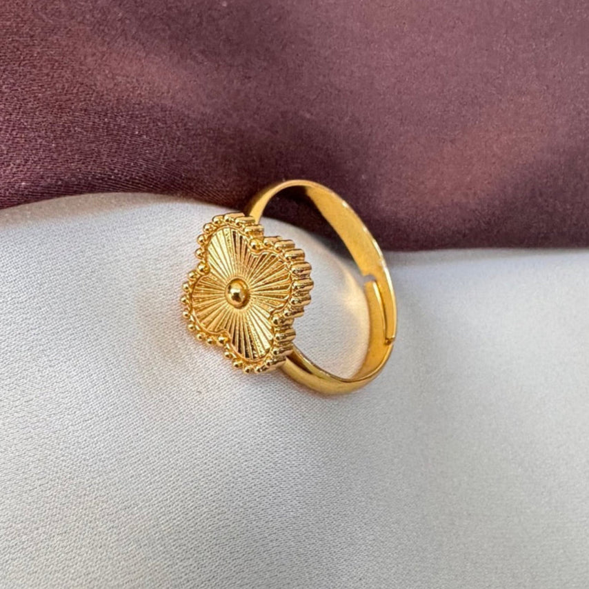 TFC Adjustable Golden Flower Gold Plated Ring