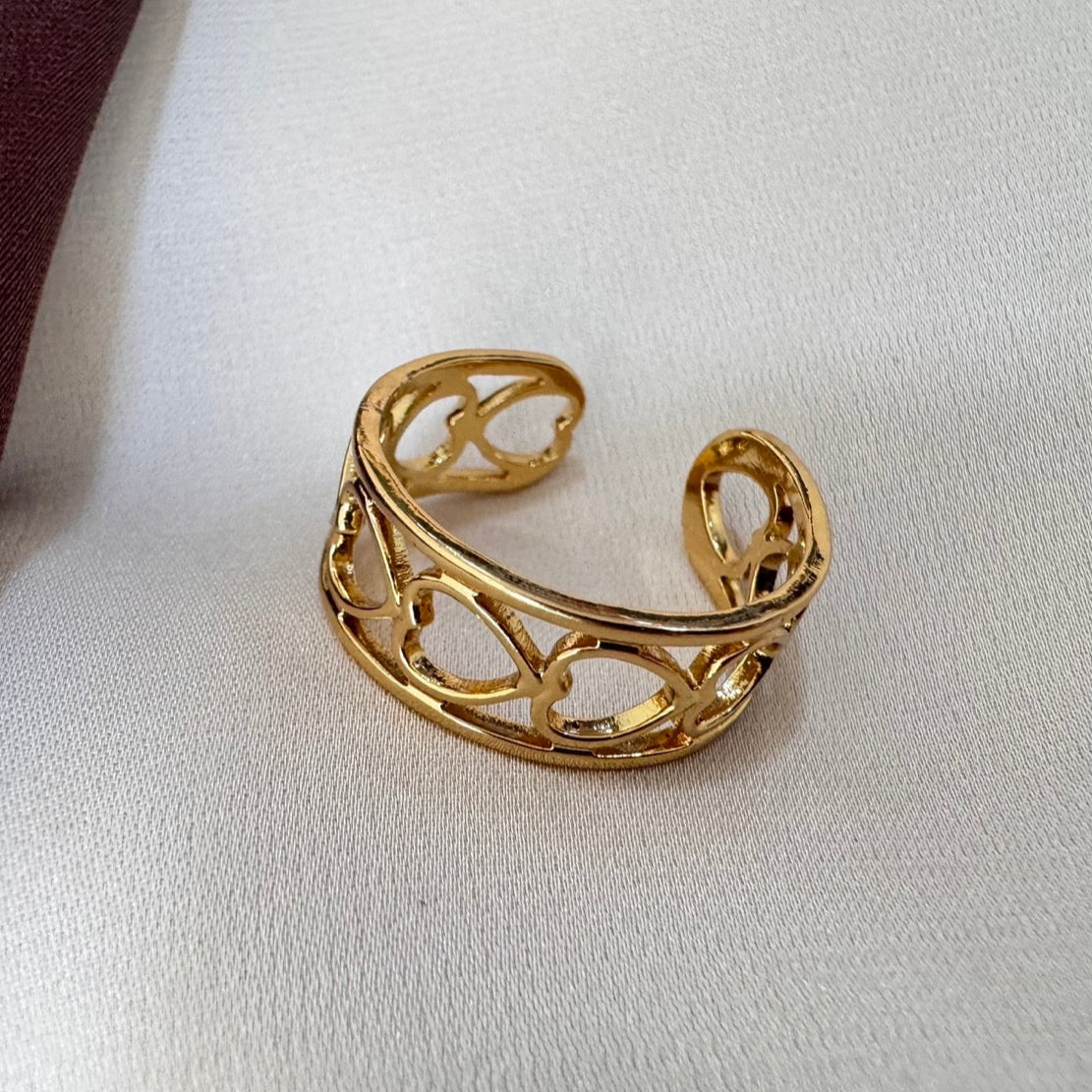 TFC Adjustable Heart Line Gold Plated Ring