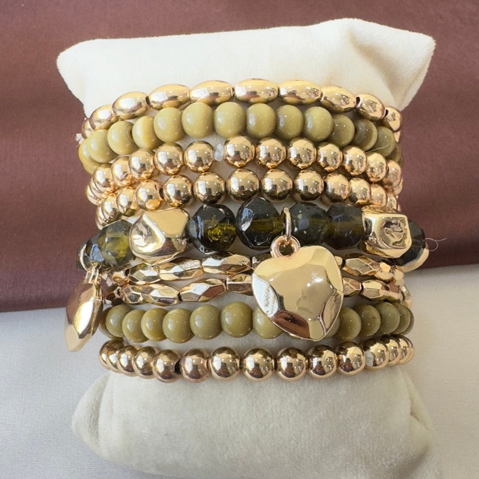 TFC Forest Green Gold Plated Bracelet (set of 9)