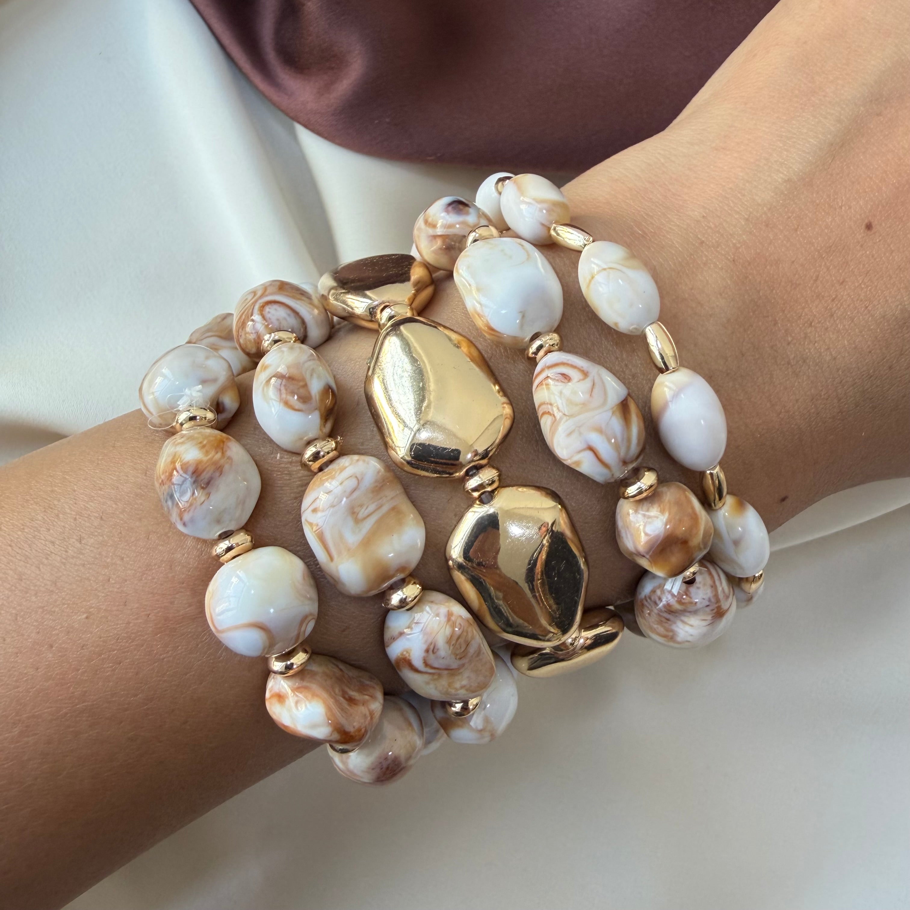 TFC Marble Themed Gold Plated Beaded Bracelet (Set of 5)