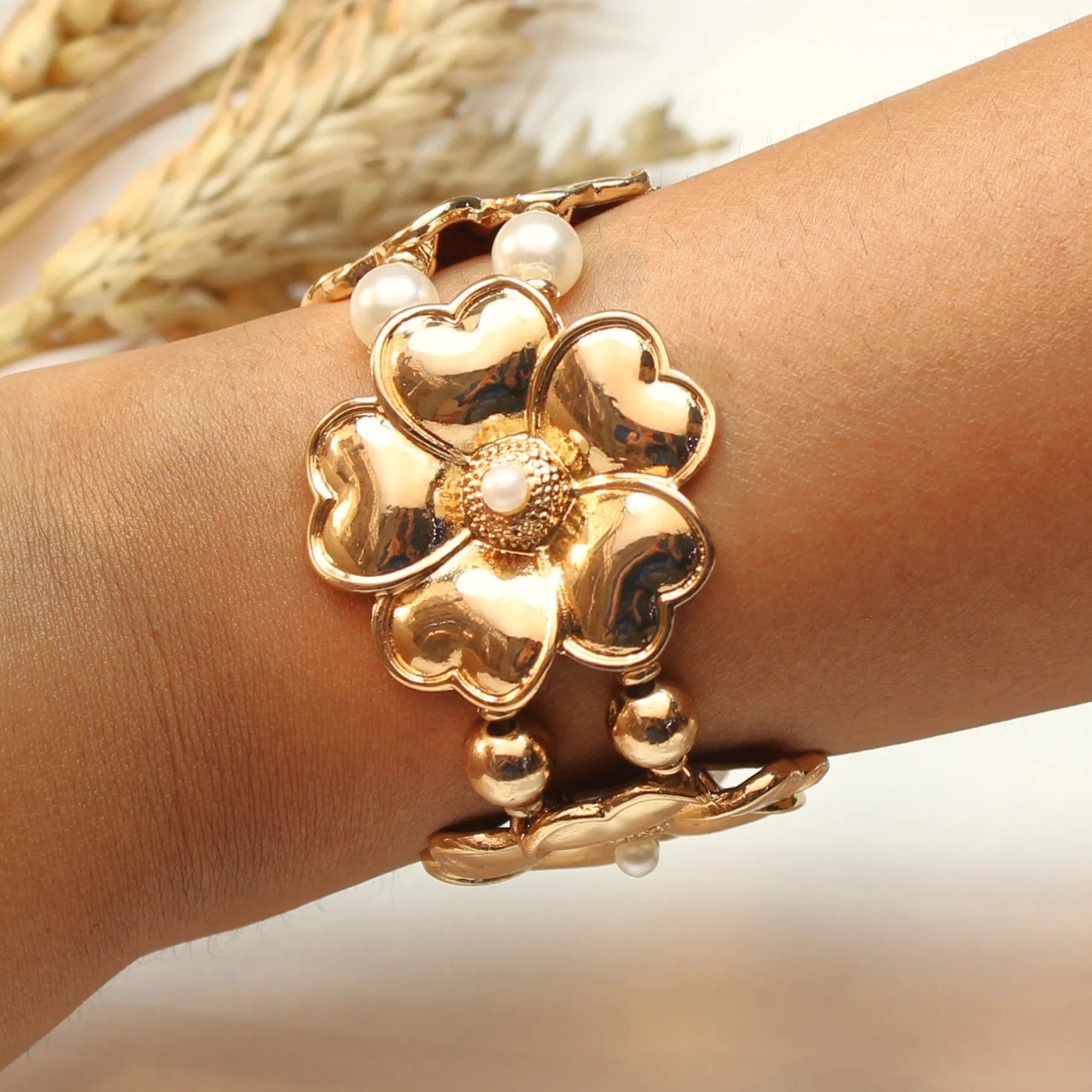 TFC Italian Flower Gold Plated Statement Bracelet
