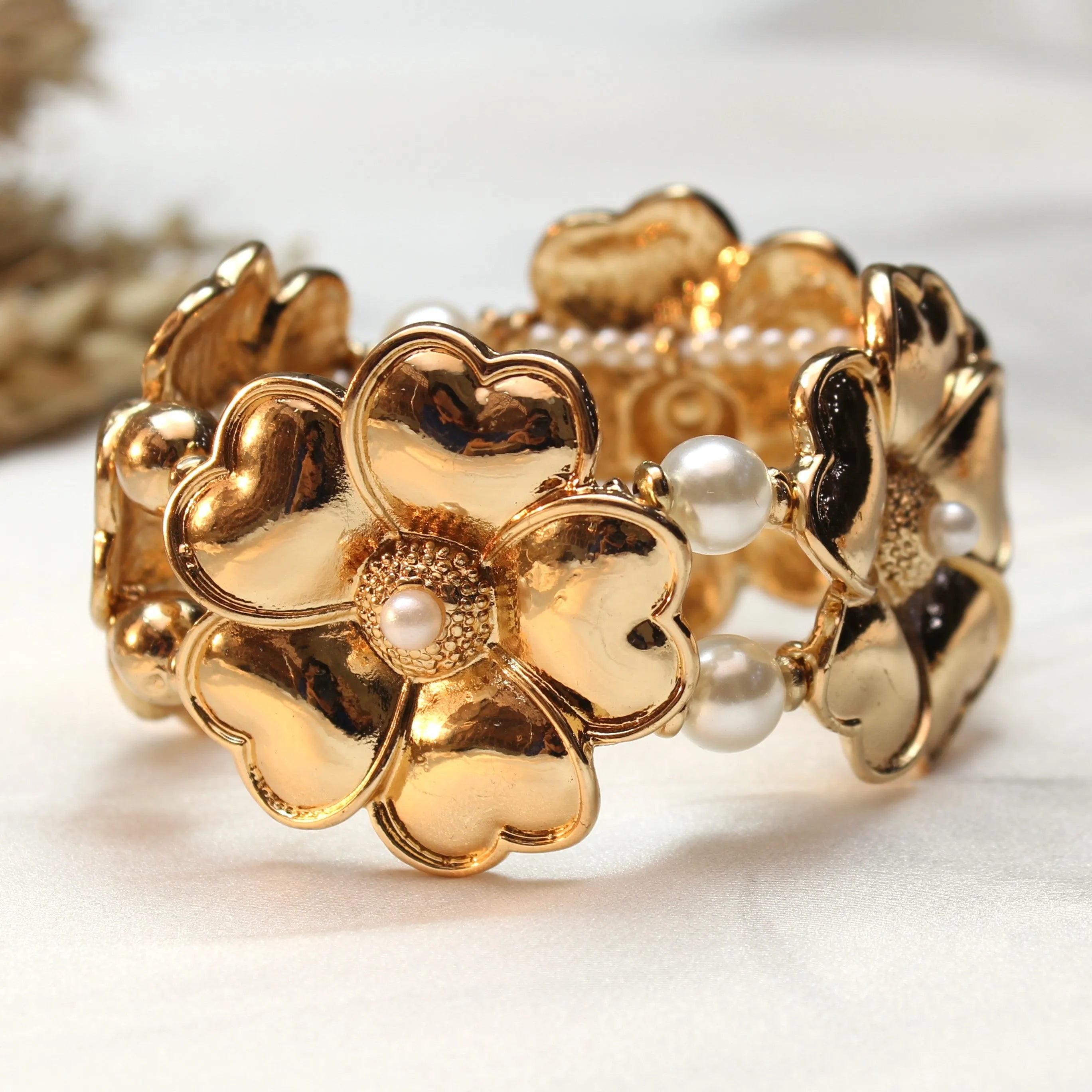 TFC Italian Flower Gold Plated Statement Bracelet