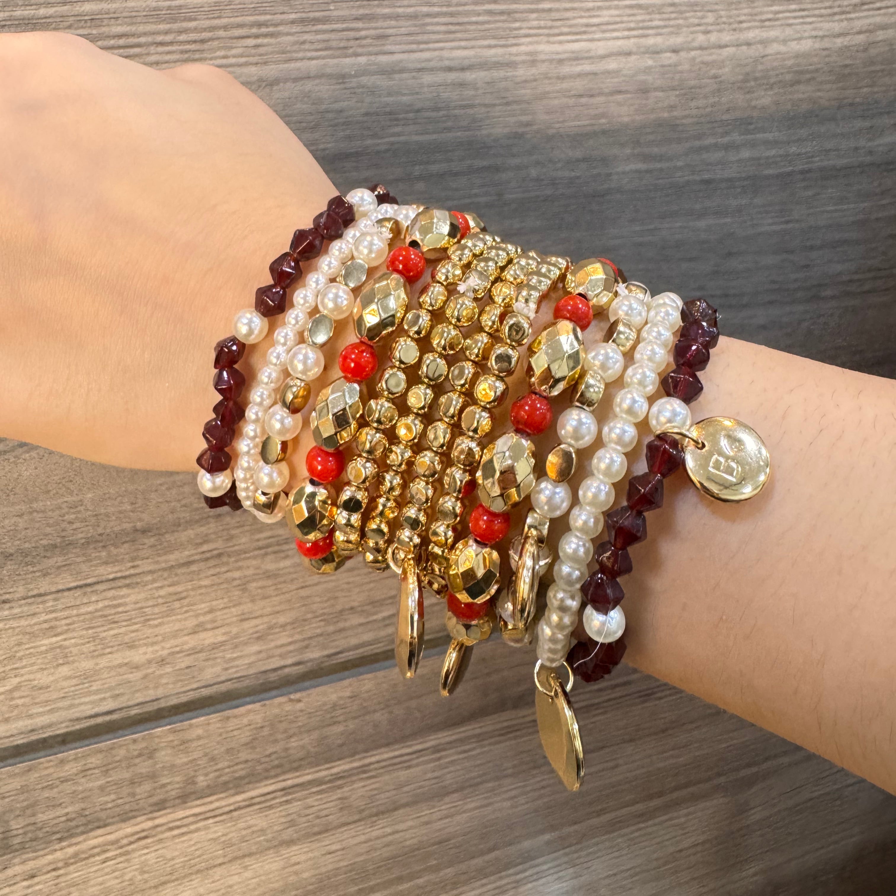 TFC Aurumix Red Bead Gold Plated Bracelet (set of 12)