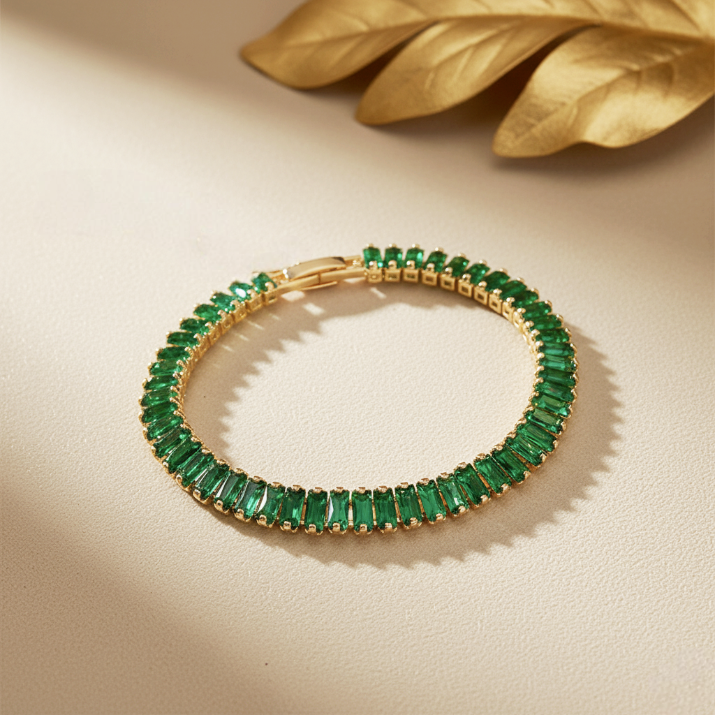 TFC Green Square Gold Plated Bracelet (Length 16 cm)