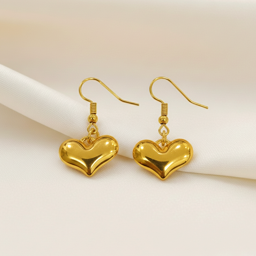 TFC Plane Heart Gold Plated Dangler Earrings