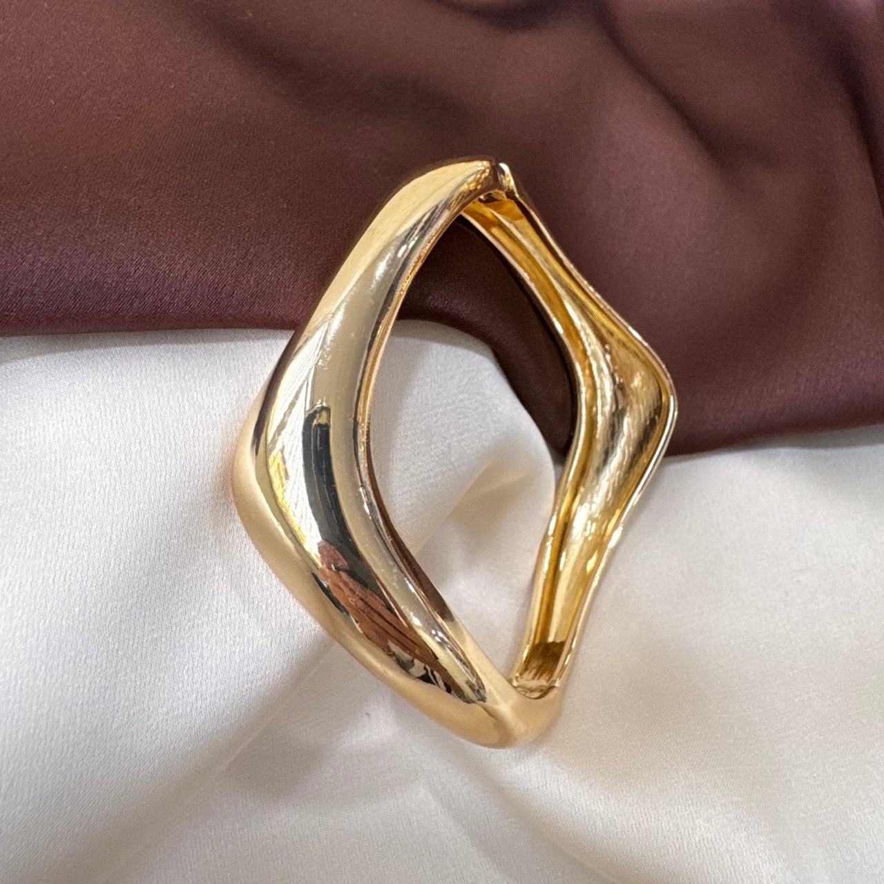 TFC Size 2.6 Two Corners Gold Plated Bracelet Bangle