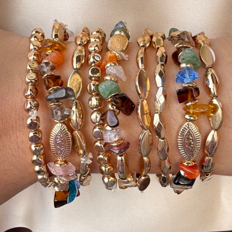 TFC Rainbow Uncut Gold Plated Bracelet (set of 9)