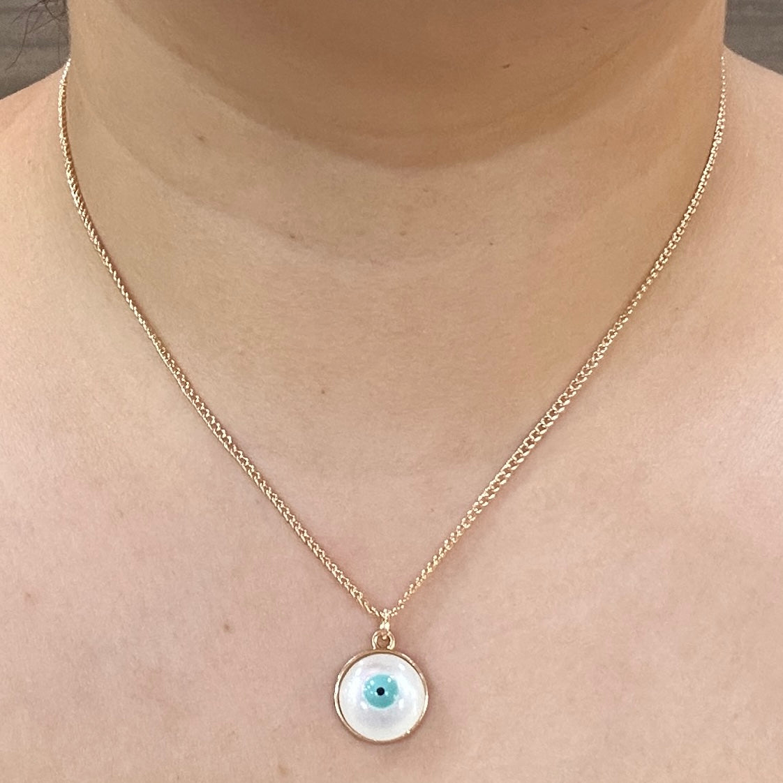 TFC Glass Evil Eye Gold Plated Necklace