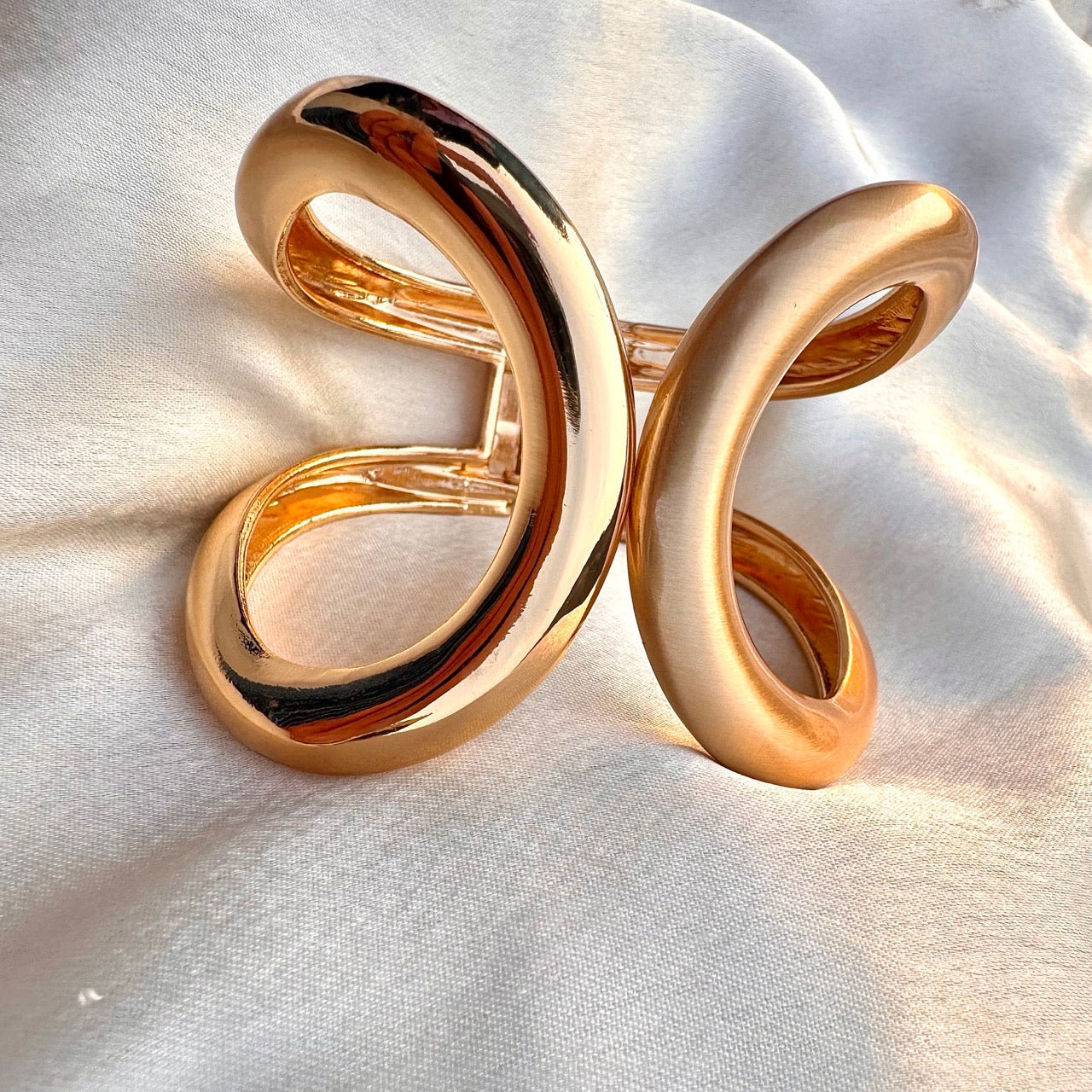 TFC Size 2.6 One Side Matte Gold Plated Bracelet Bangle