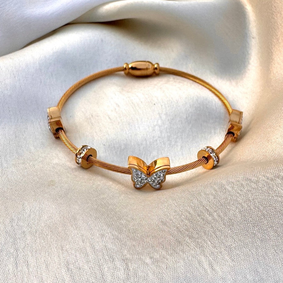 TFC Butterfly Gold Plated Bracelet Bangle (size 2-6)