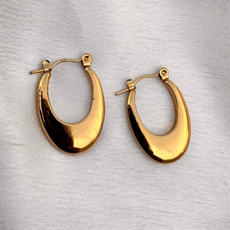 TFC Oval Loop Gold Plated Hoop Earrings