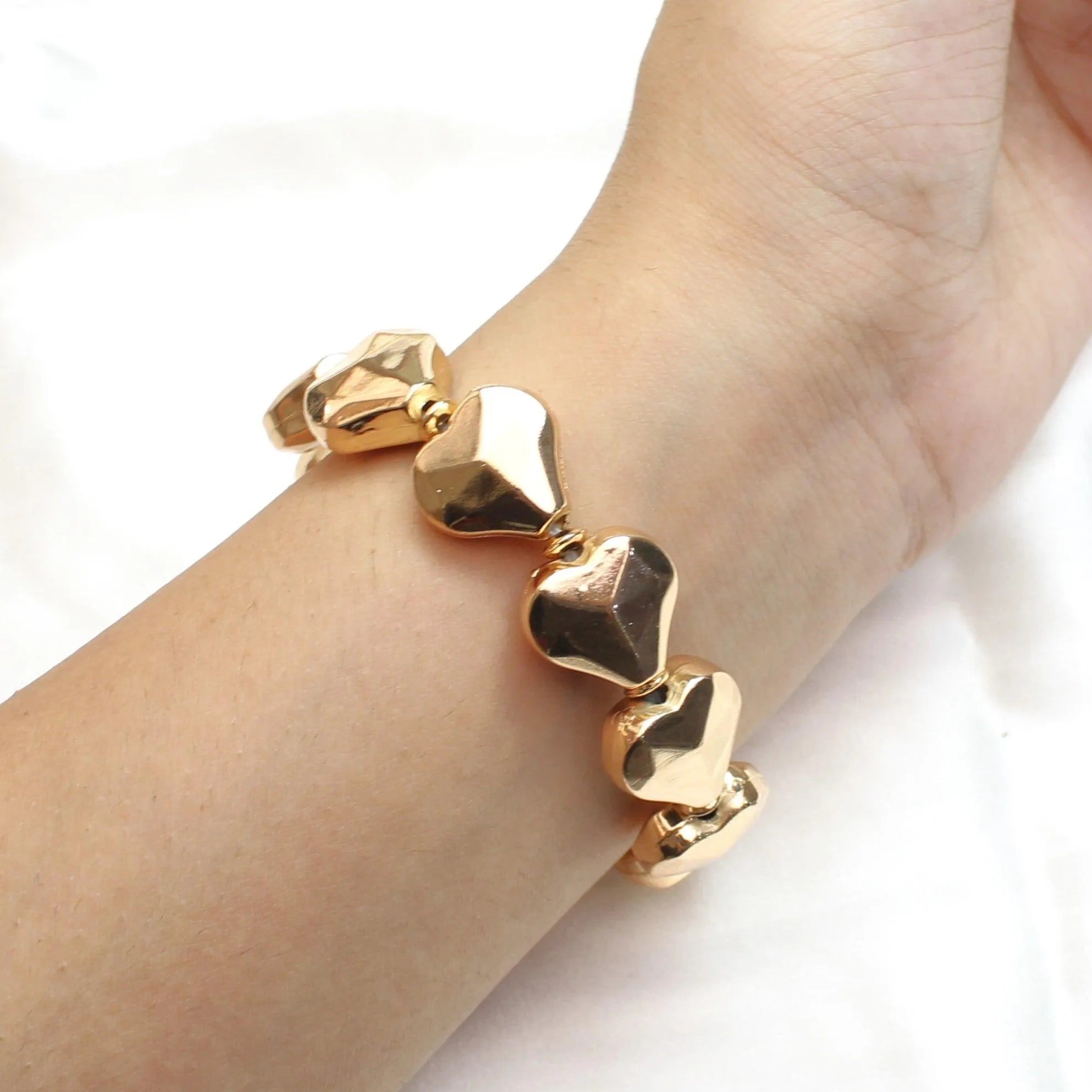TFC Textured Heart Gold Plated Adjustable Bracelet