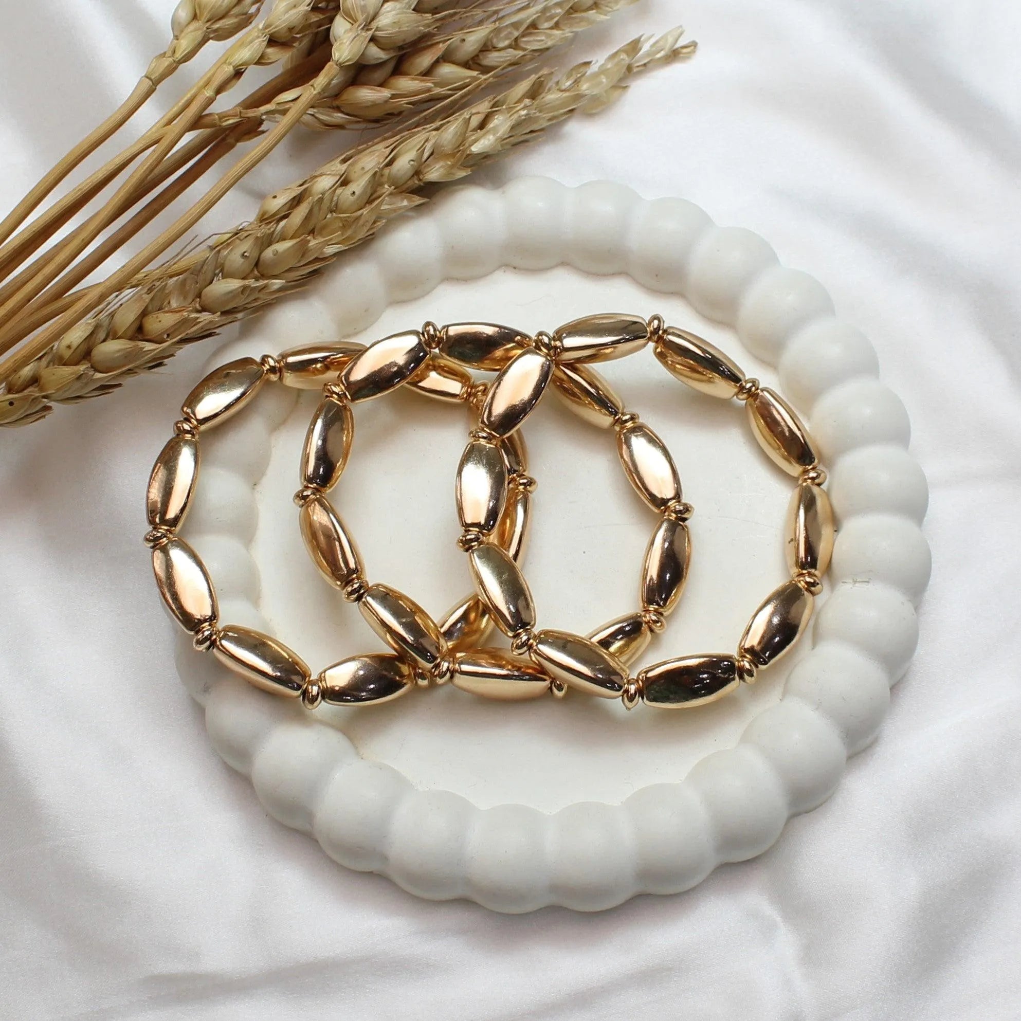 TFC Cuboid Gold Plated Stacked Bracelet (Set of 3)