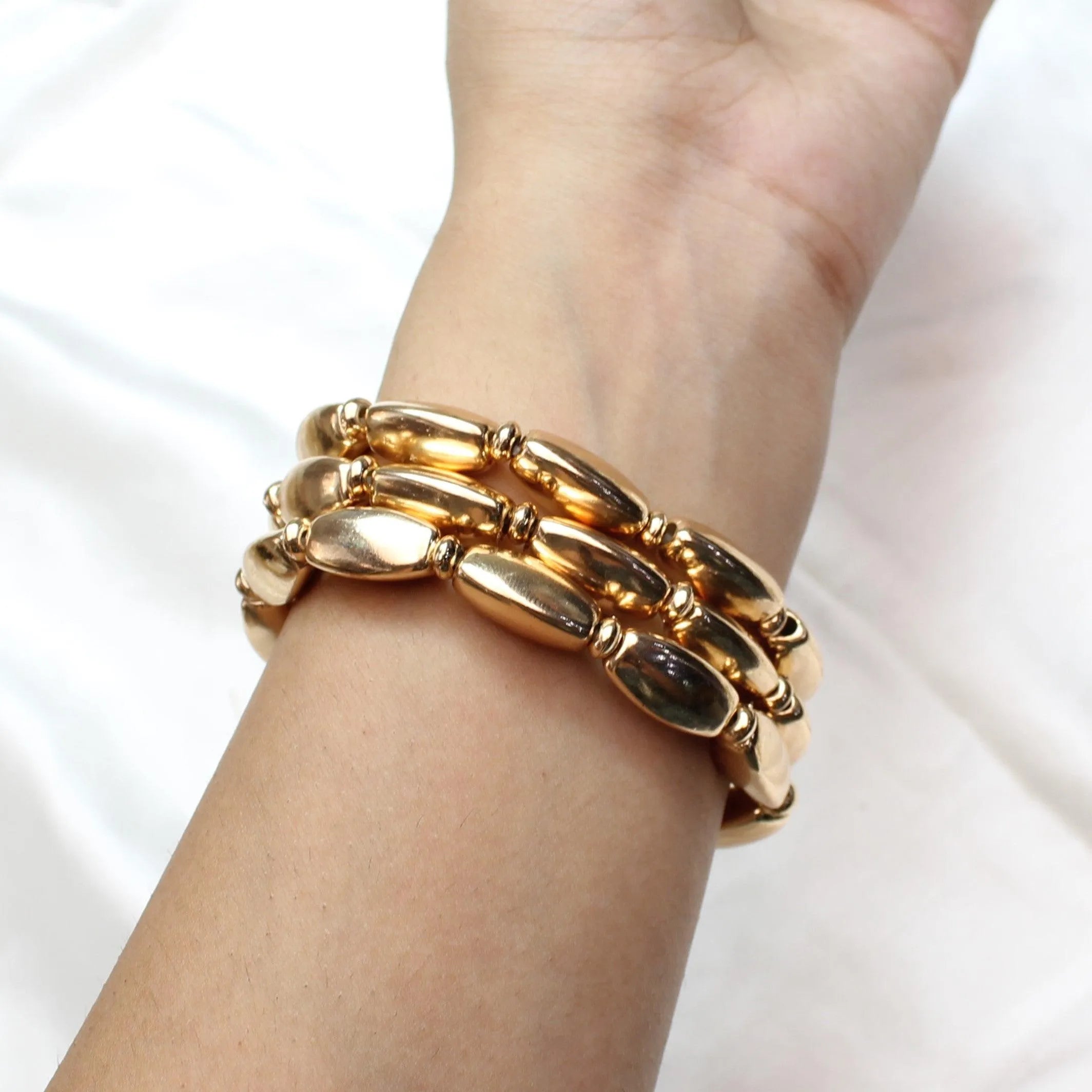 TFC Cuboid Gold Plated Stacked Bracelet (Set of 3)