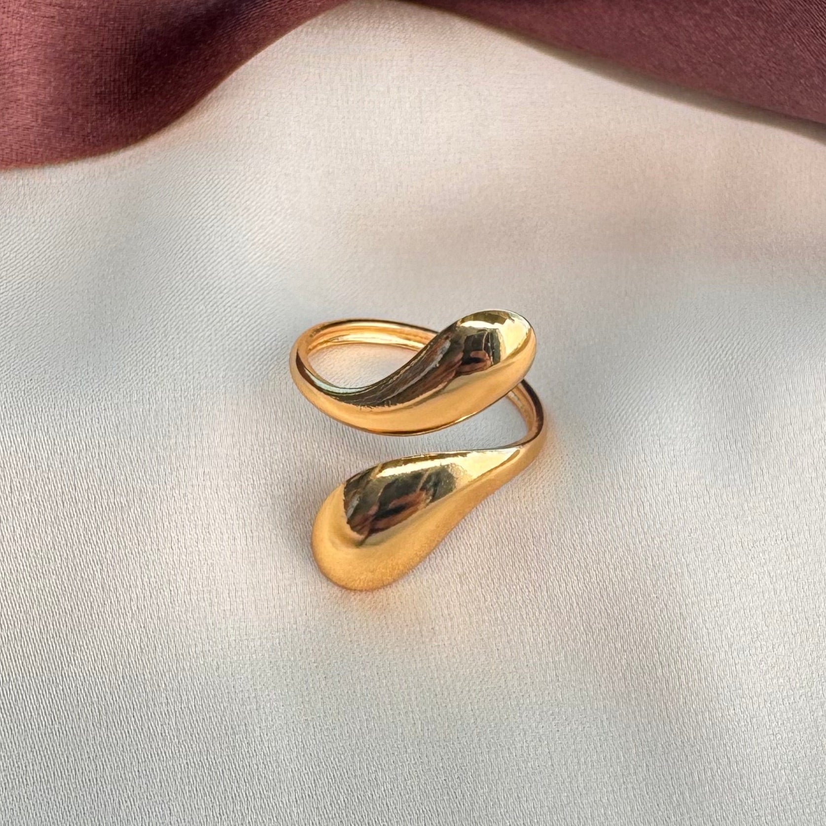 TFC Water Drop Gold Plated Adgustable Ring