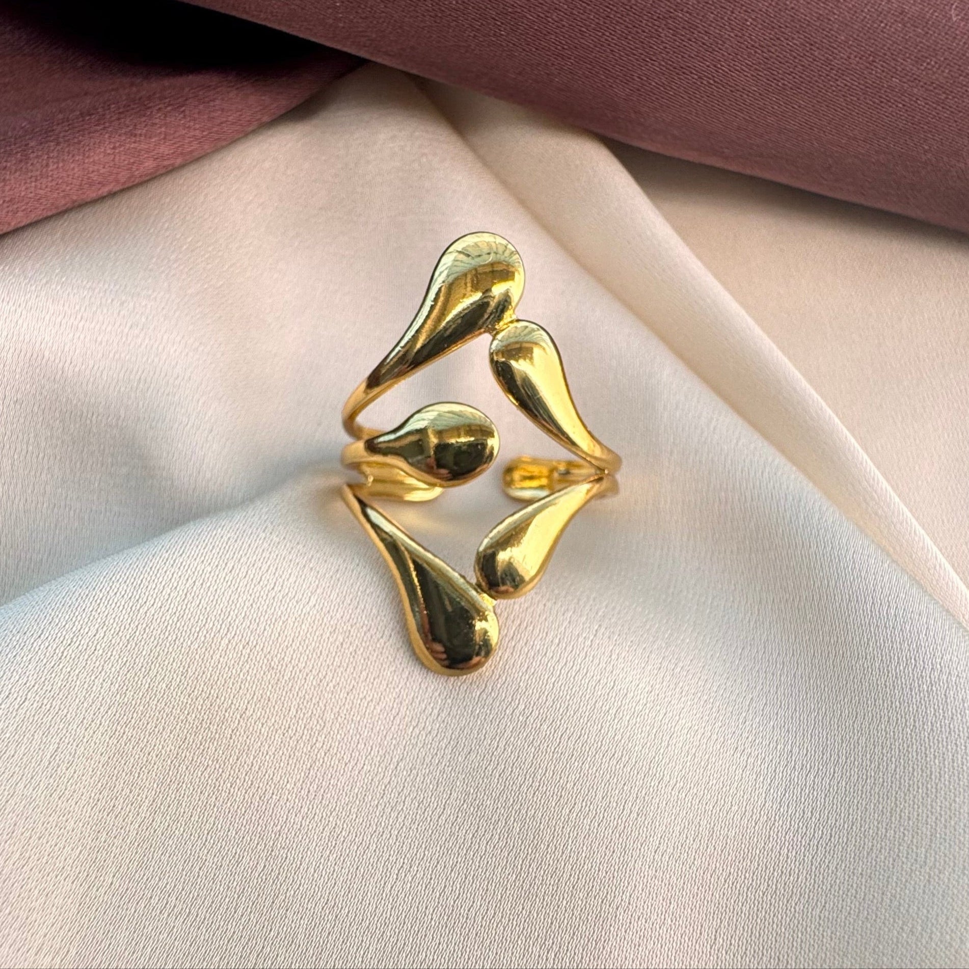 TFC Raindrop Gold Plated Adjustable Ring